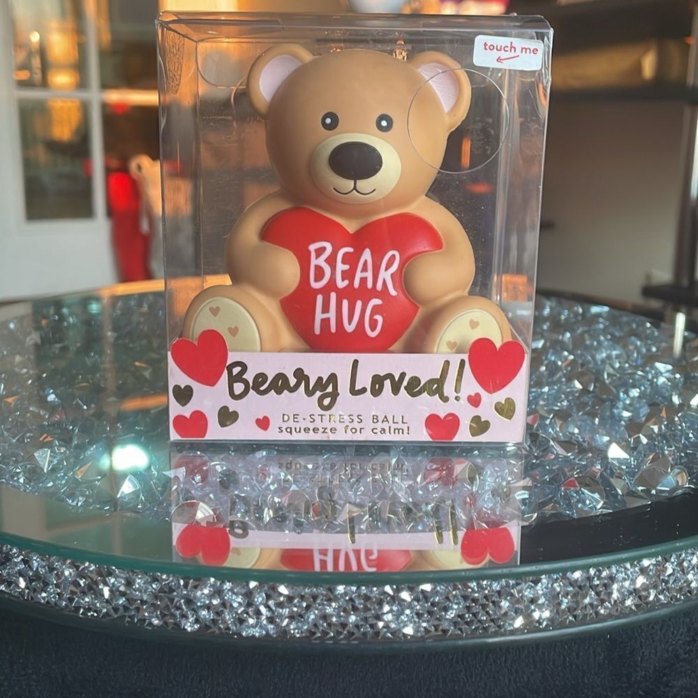 New Eccolo teddy bear red heart love Valentine’s Day stressball squeeze ball